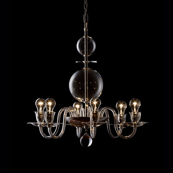 6-arm Musseline chandelier LOBMEYR