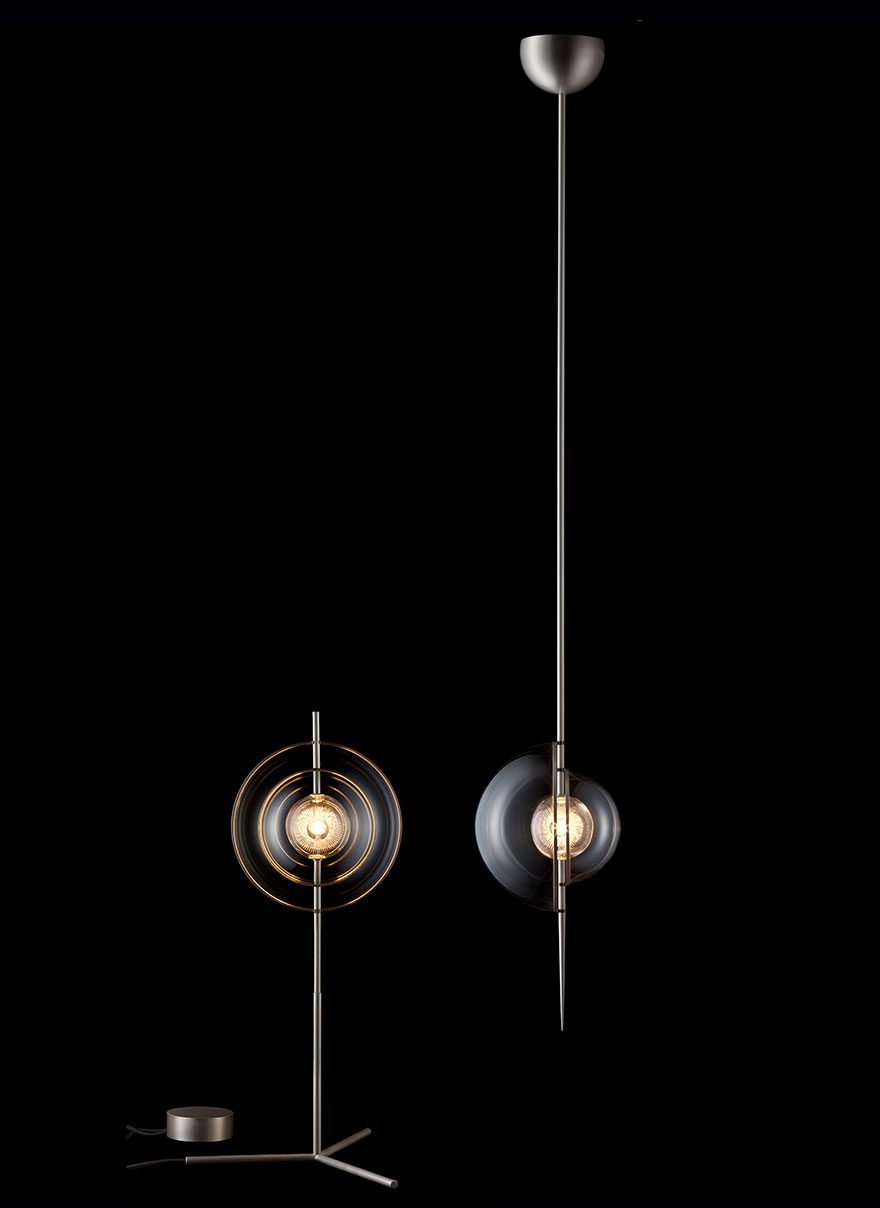 Captured table lamp and pendant light LOBMEYR